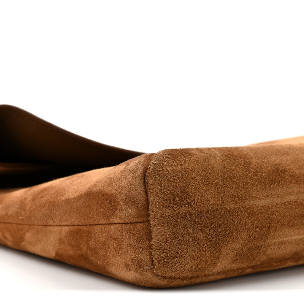 Suede Large Cassandre Pouch On Chain Caramel Cognac