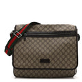 GG Plus Monogram Web Large Flap Messenger Bag Beige Dark Brown