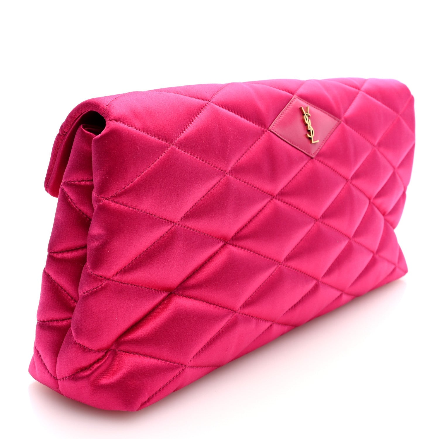 Satin Quilted Sade Puffer Envelope Clutch Bubblegum