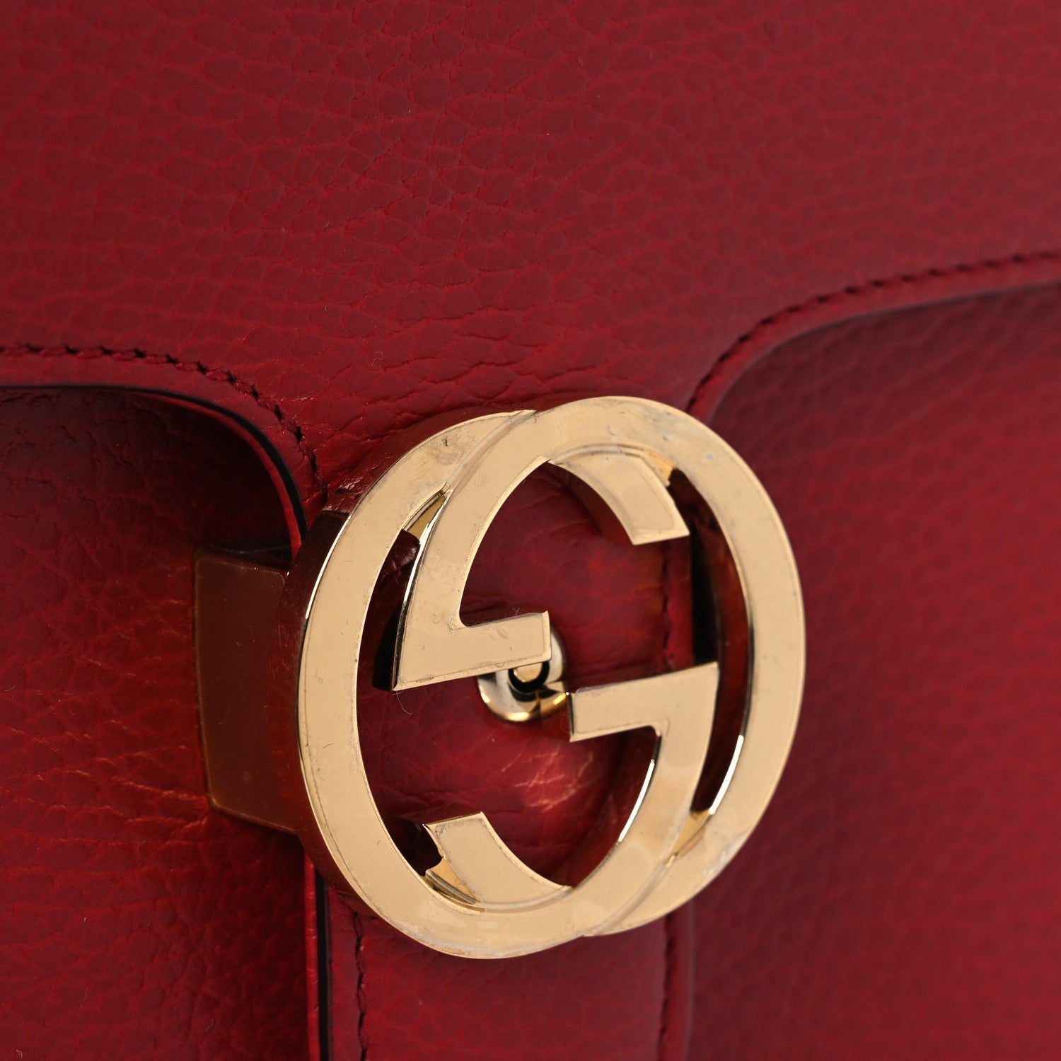 Dollar Calfskin Small Interlocking G Shoulder Bag Red