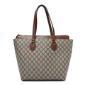 GG Supreme Monogram Medium Zippered Bucket Tote Beige Tuscany