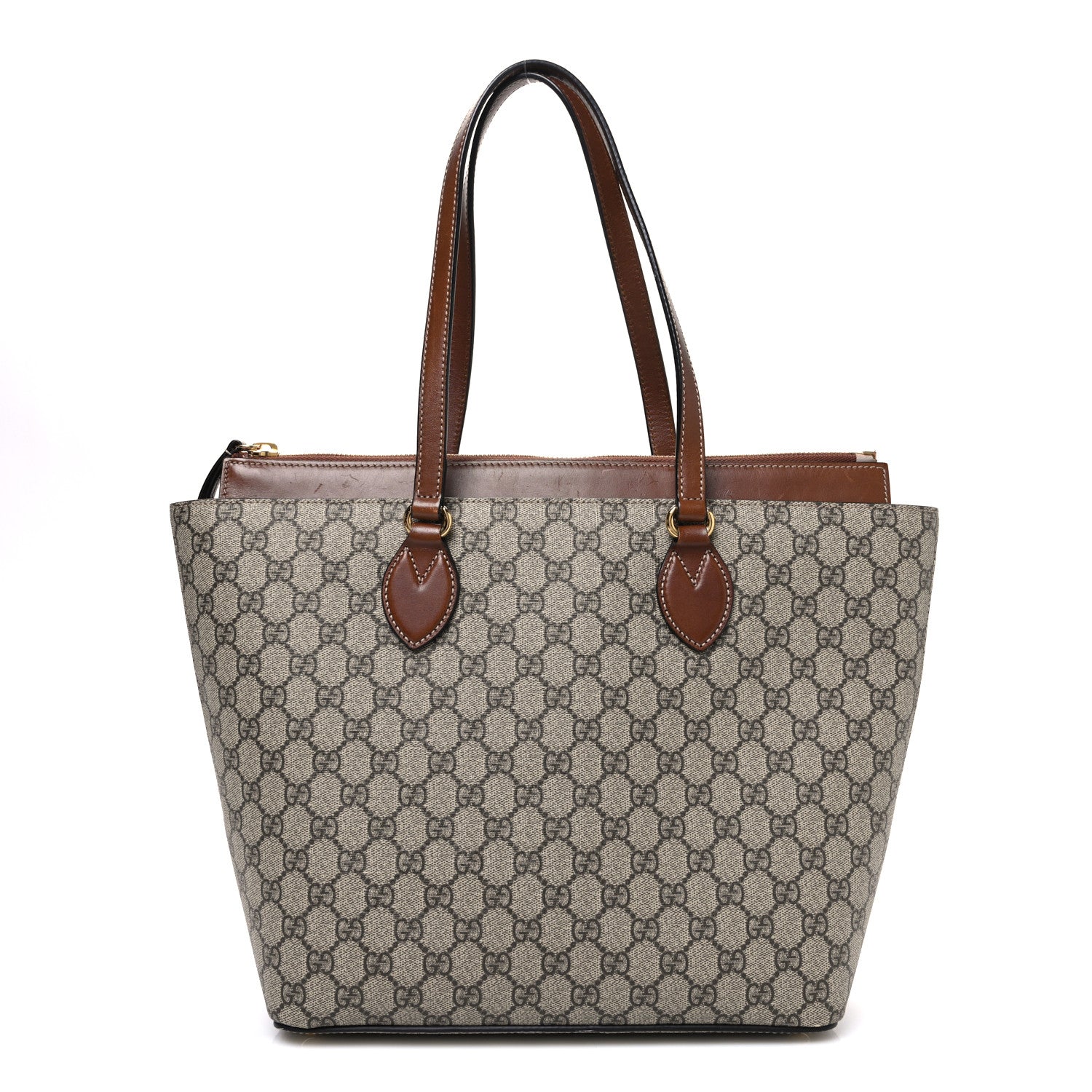 GG Supreme Monogram Medium Zippered Bucket Tote Beige Tuscany