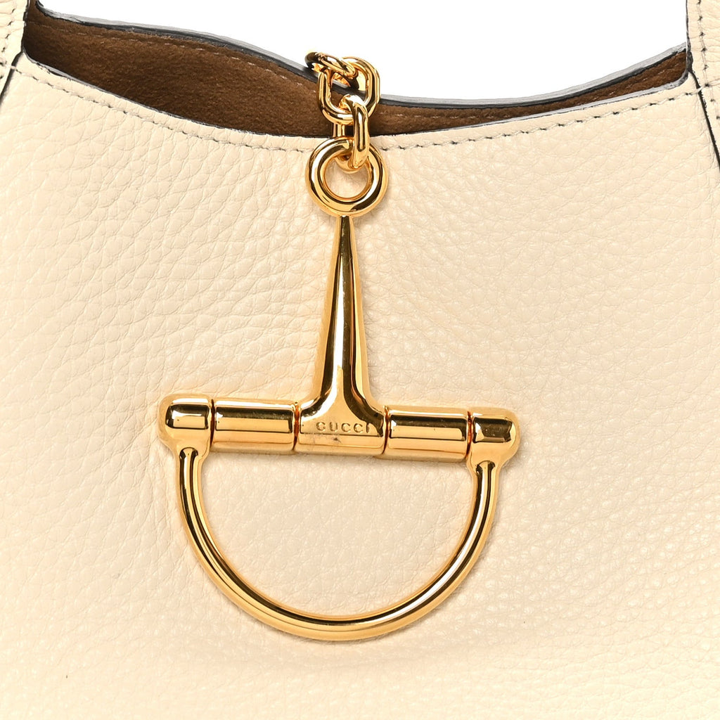 Grained Calfskin Softbit Medium Shoulder Bag White