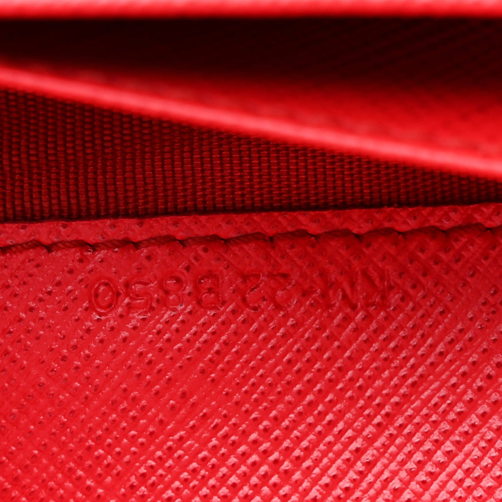 Printed Calfskin Vara Bow Chain Wallet Red