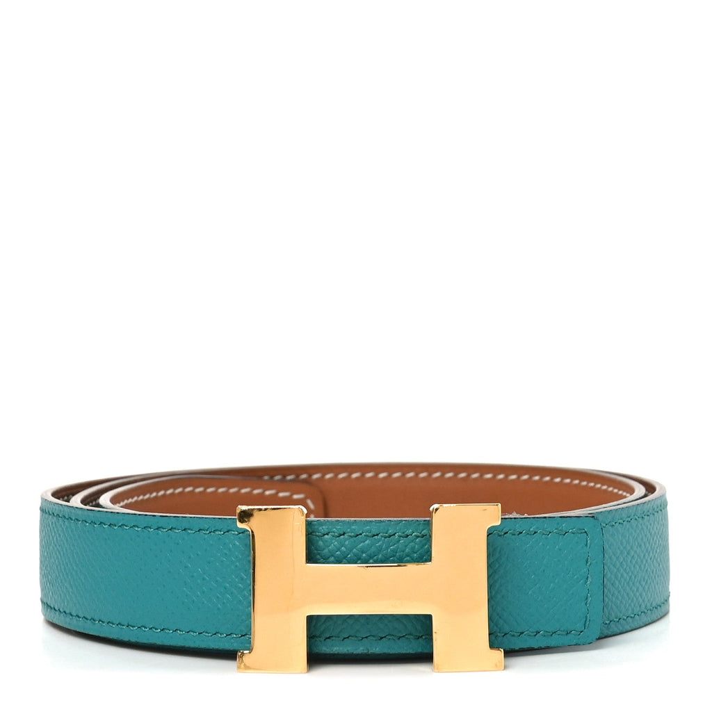 Swift Epsom 24mm Mini Constance H Belt 80 32 Bleu Paon Gold