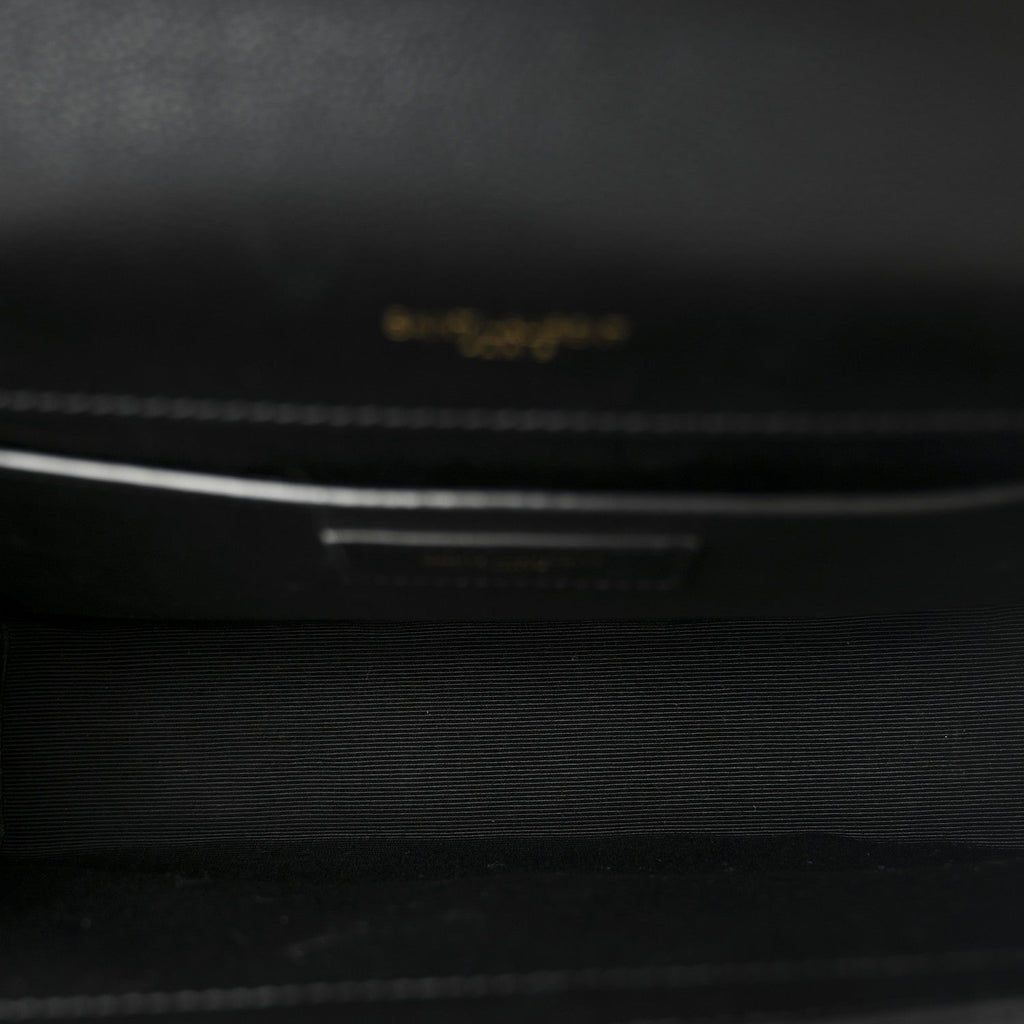 Grain De Poudre Textured Mixed Matelasse Triquilt Medium Monogram Satchel Black