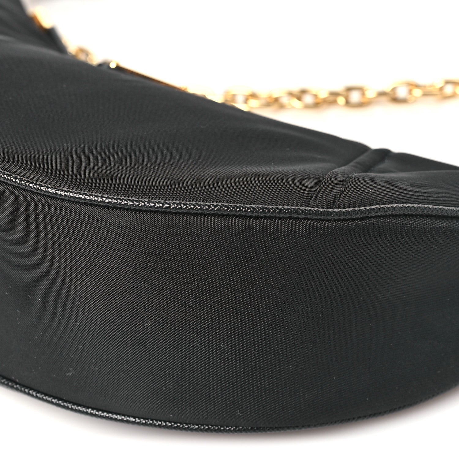 Re-Nylon Saffiano Demi-lune Shoulder Bag Black