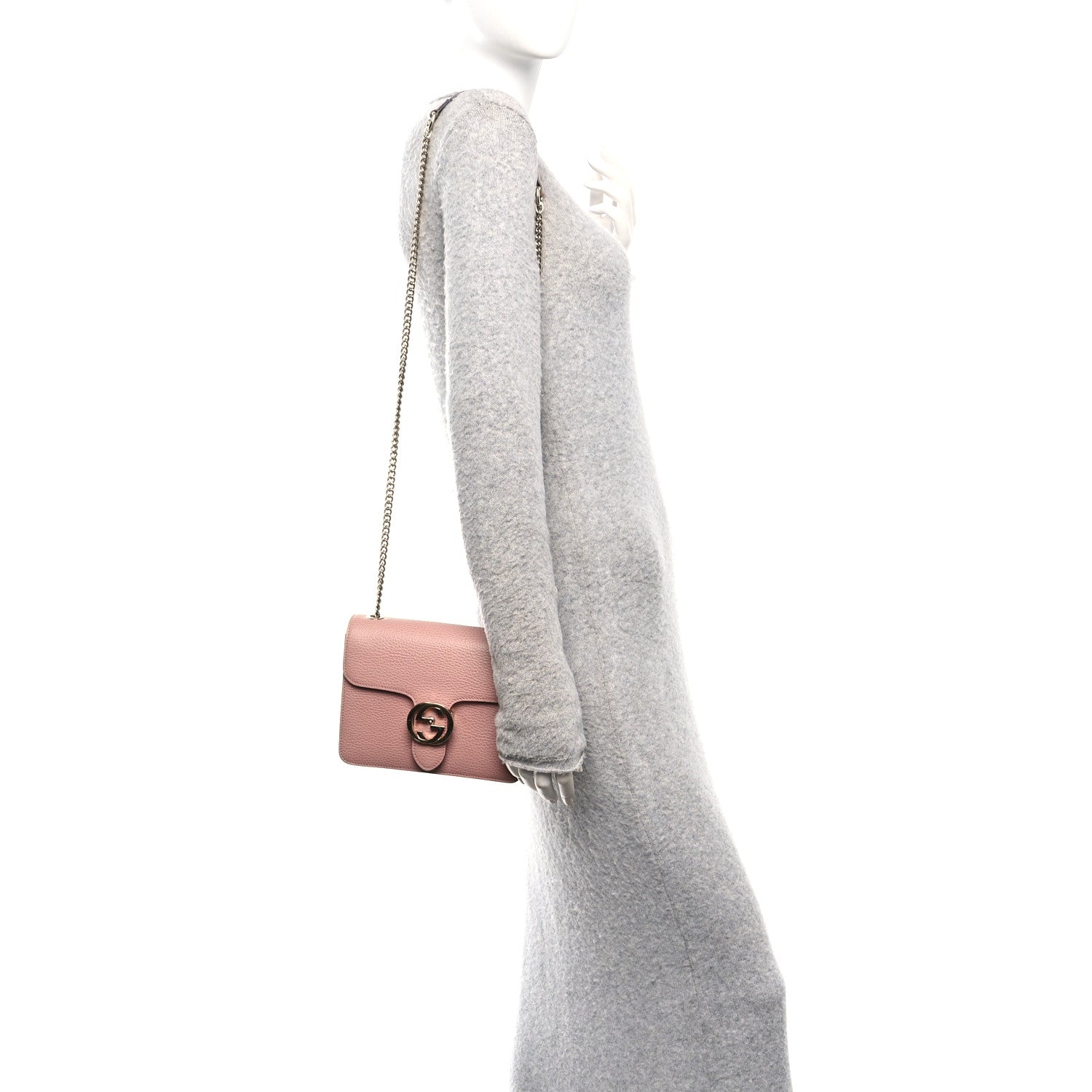Dollar Calfskin Small Interlocking G Shoulder Bag Soft Pink