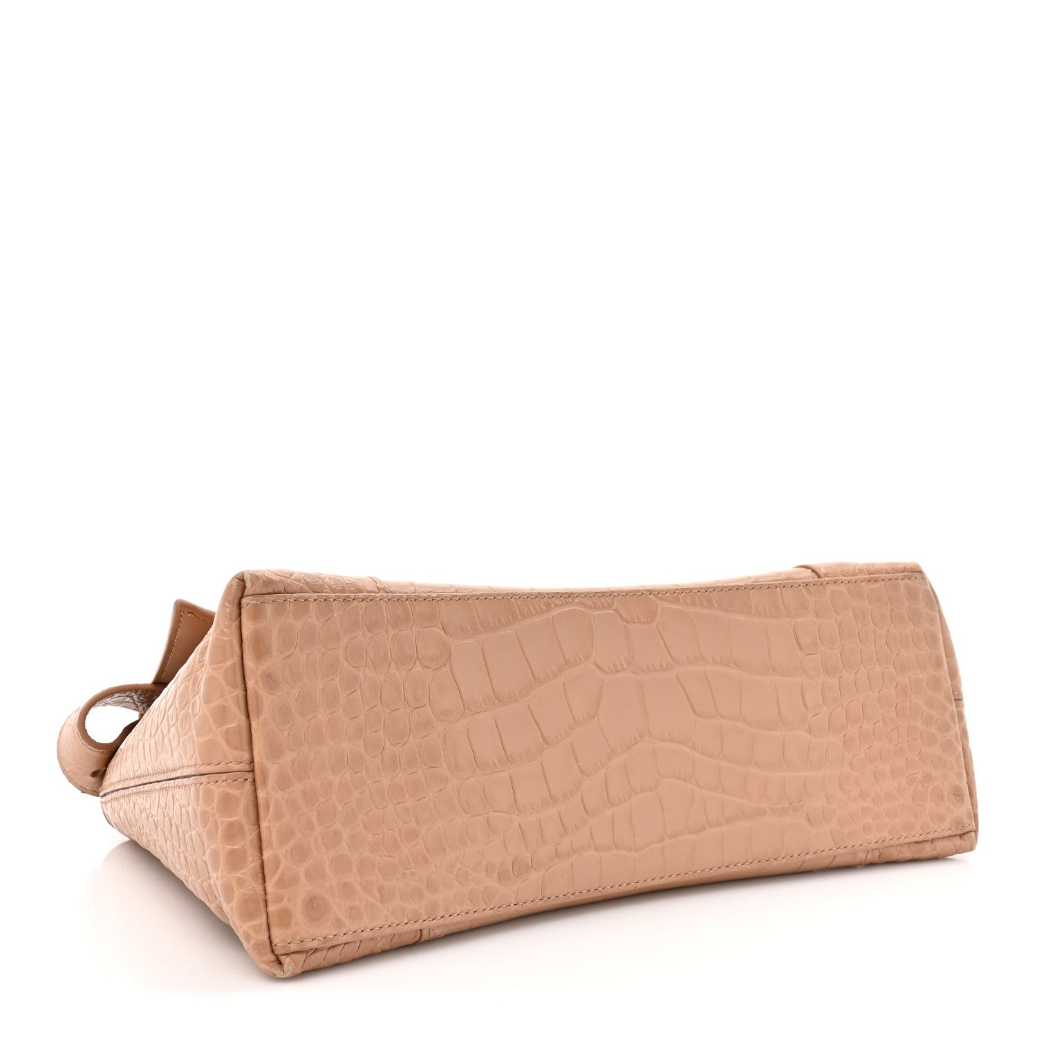 Extra Supple Calfskin Crocodile Embossed Small Downtown Shoulder Bag Nude Beige