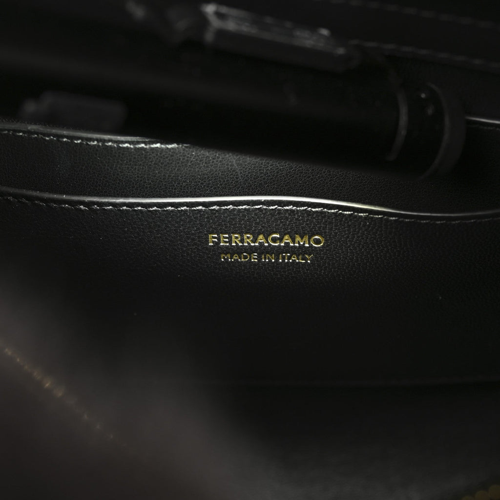 Calfskin Shearling Medium Hug Bag Black