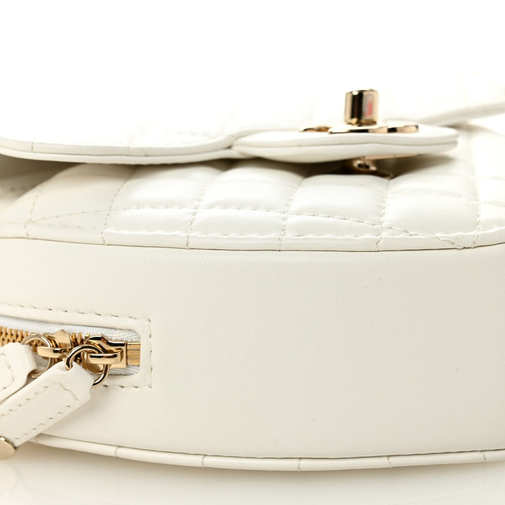 Lambskin Quilted CC In Love Heart Bag White