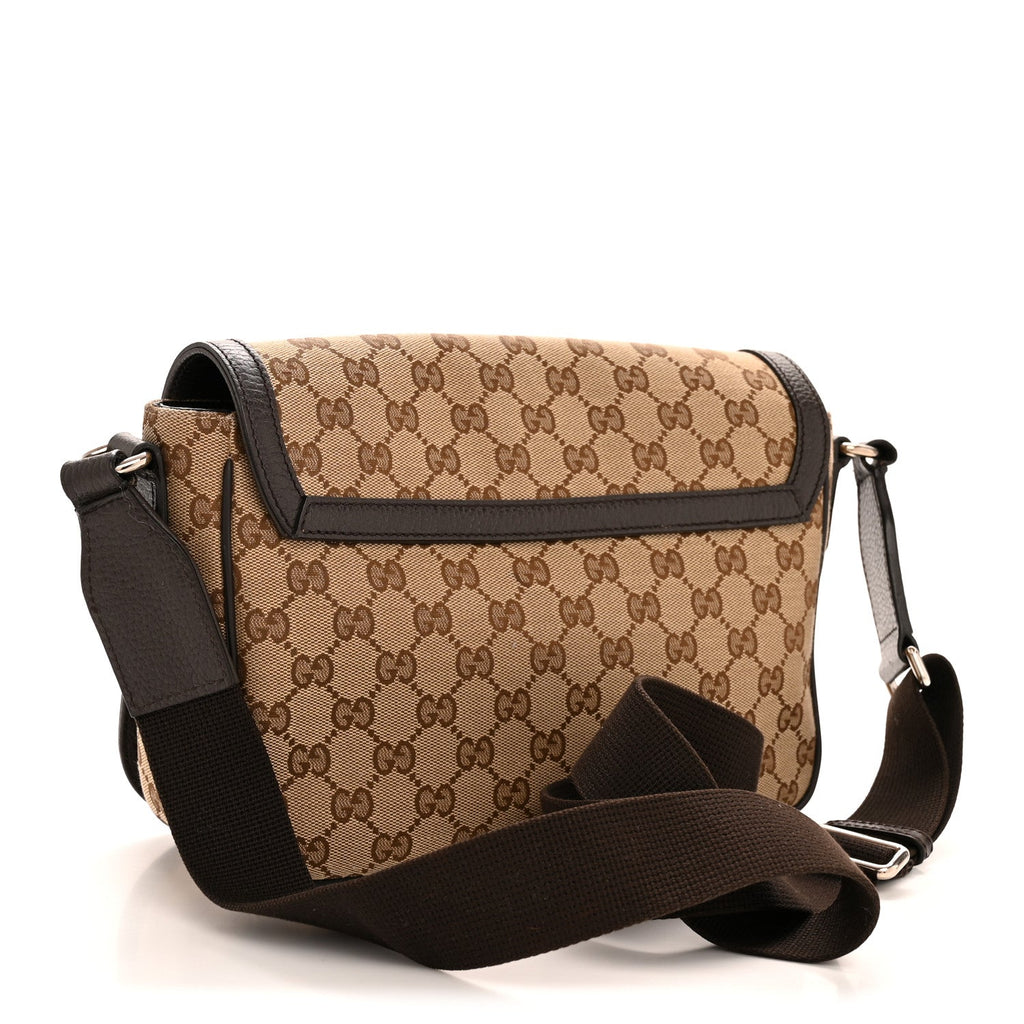 Monogram Flap Messenger Bag Beige Dark Brown