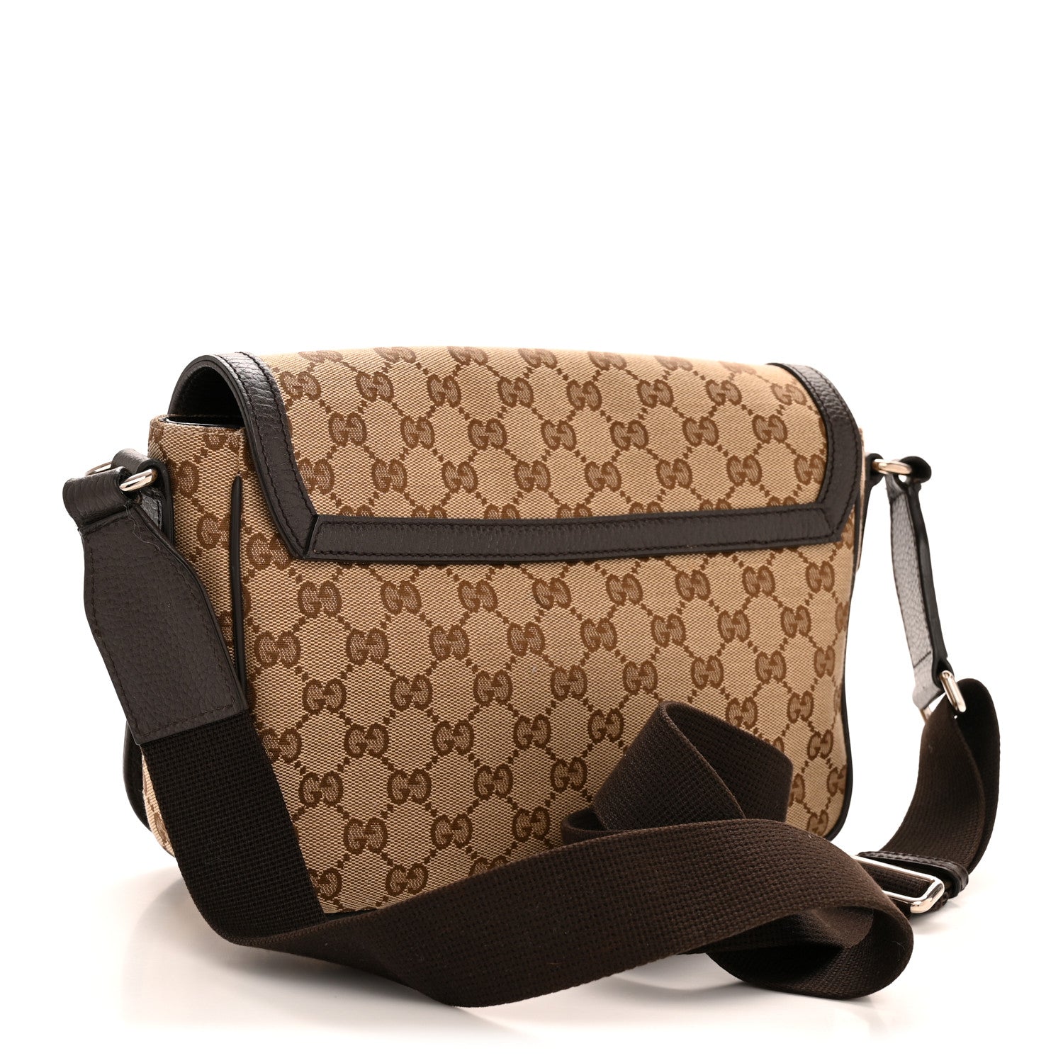 Monogram Flap Messenger Bag Beige Dark Brown