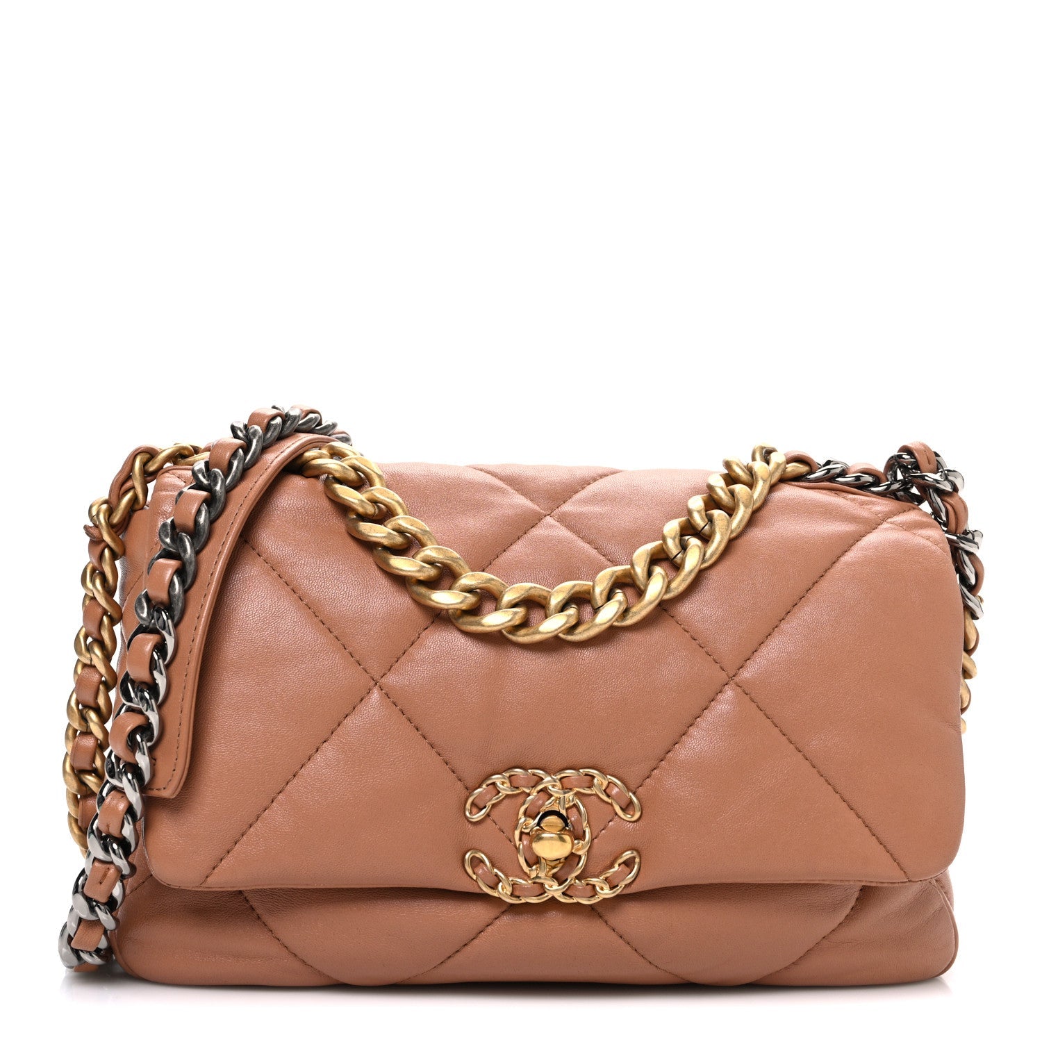 Lambskin Quilted Medium Chanel 19 Flap Brown