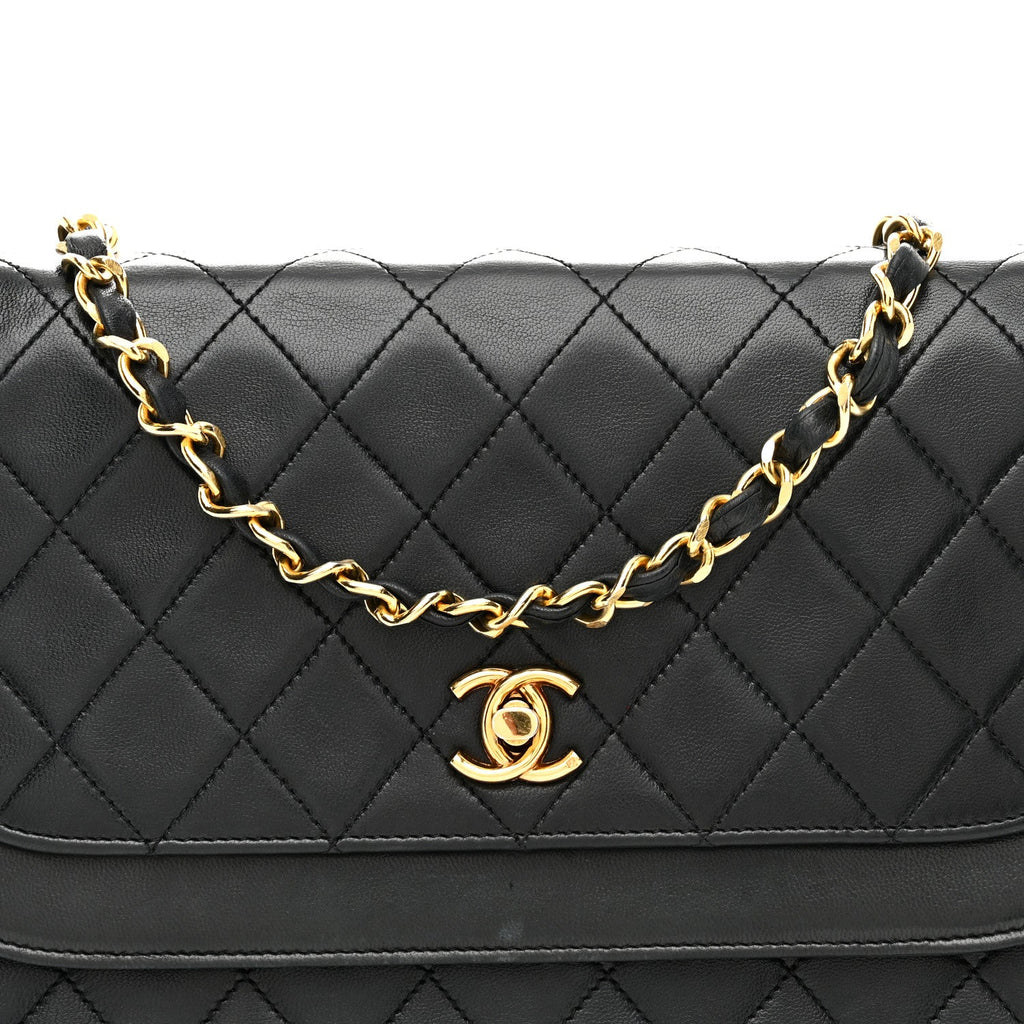Lambskin Quilted Flap Bag Black