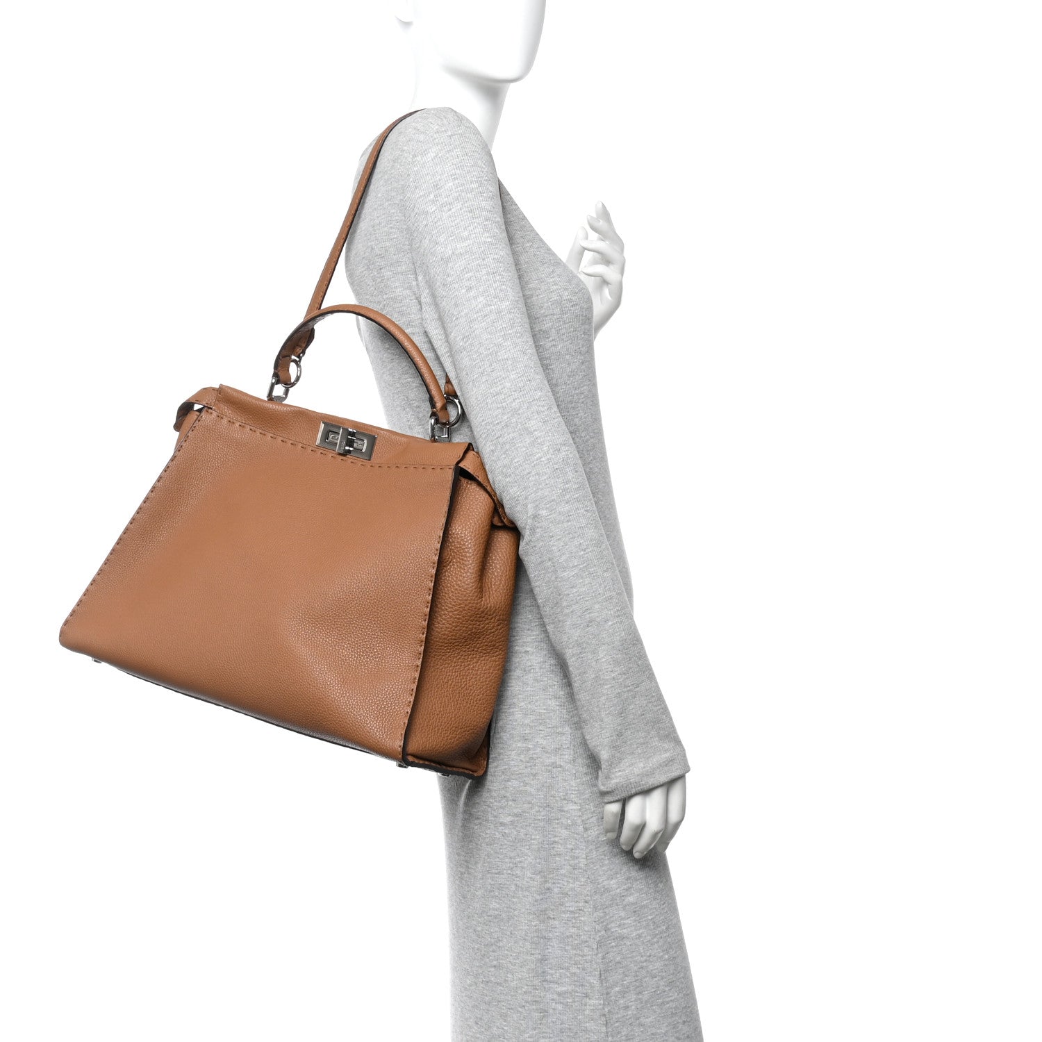 Cuoio Romano Selleria Bi-Color Large Peekaboo Iconic Satchel  Mou Deserto