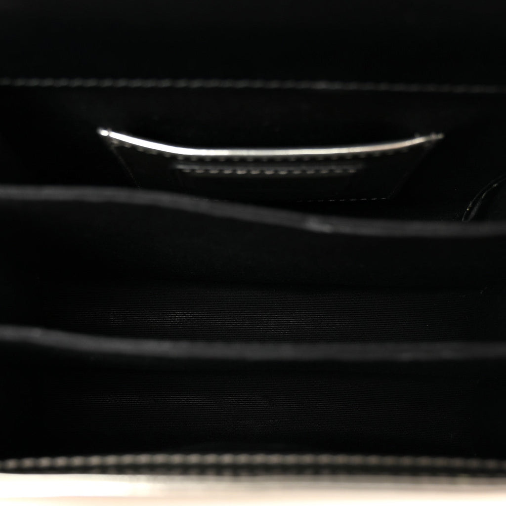 Metallic Calfskin Serpenti Forever Top Handle Silver