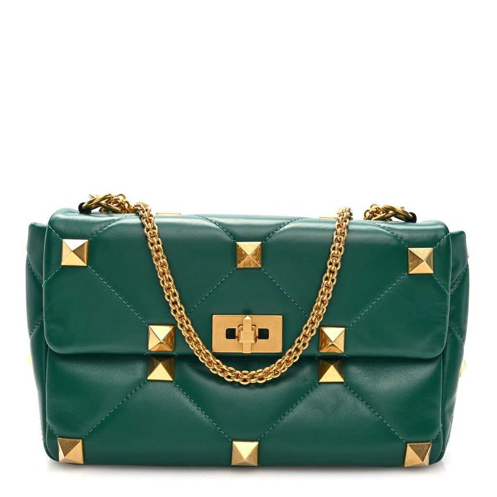 Nappa Medium Roman Stud Shoulder Bag Jungle