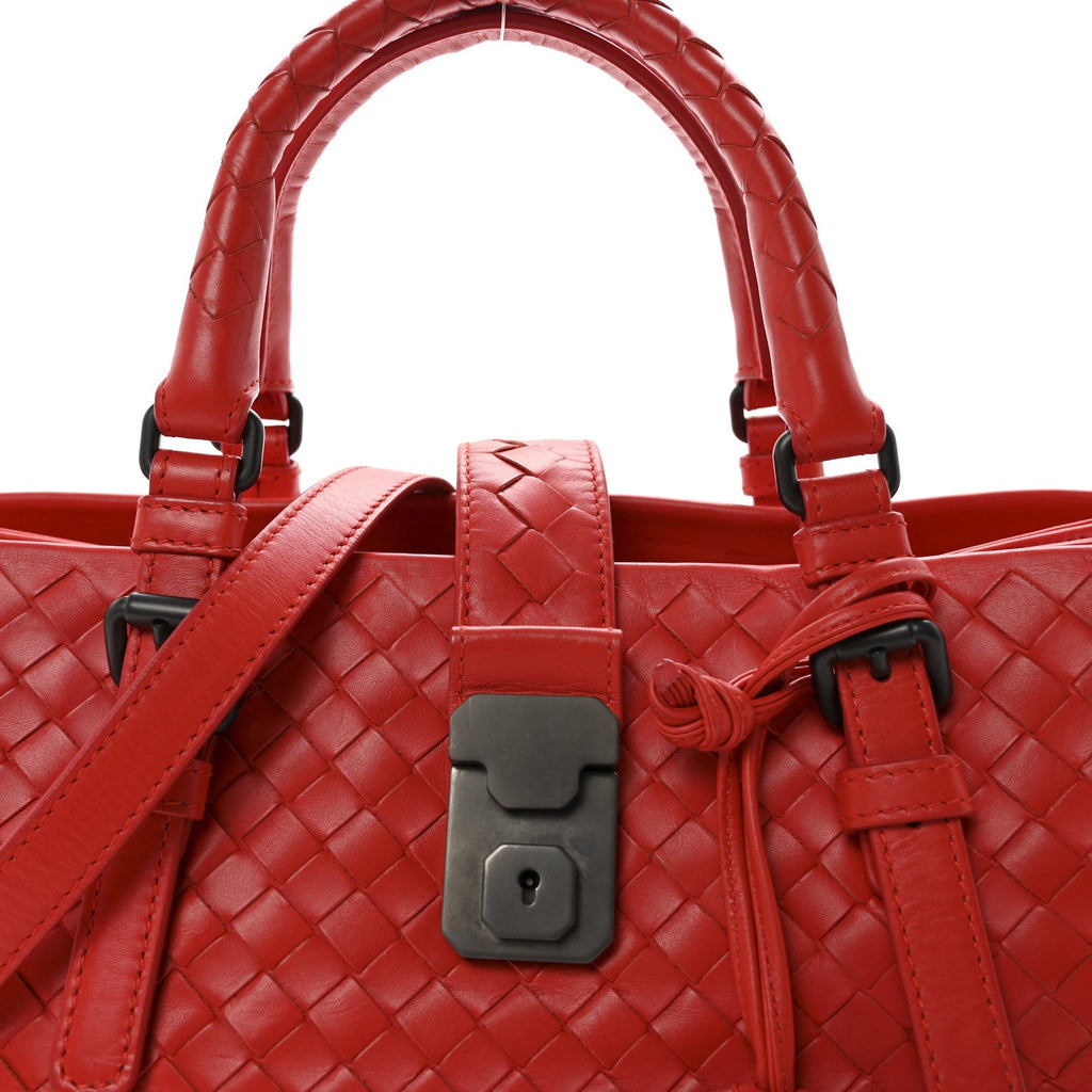 Nappa Intrecciato Small Roma Tote Red