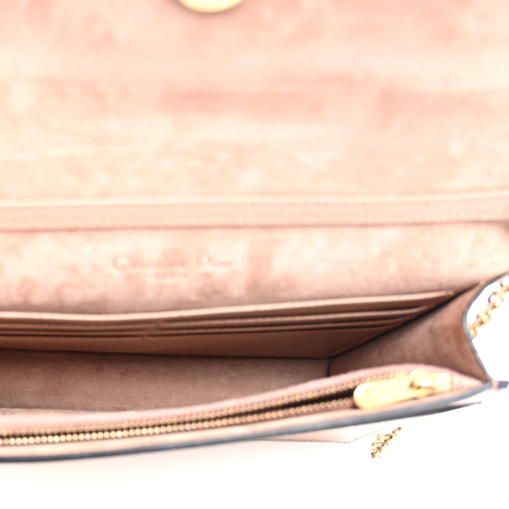 Grained Calfskin Saddle Chain Pouch Blush