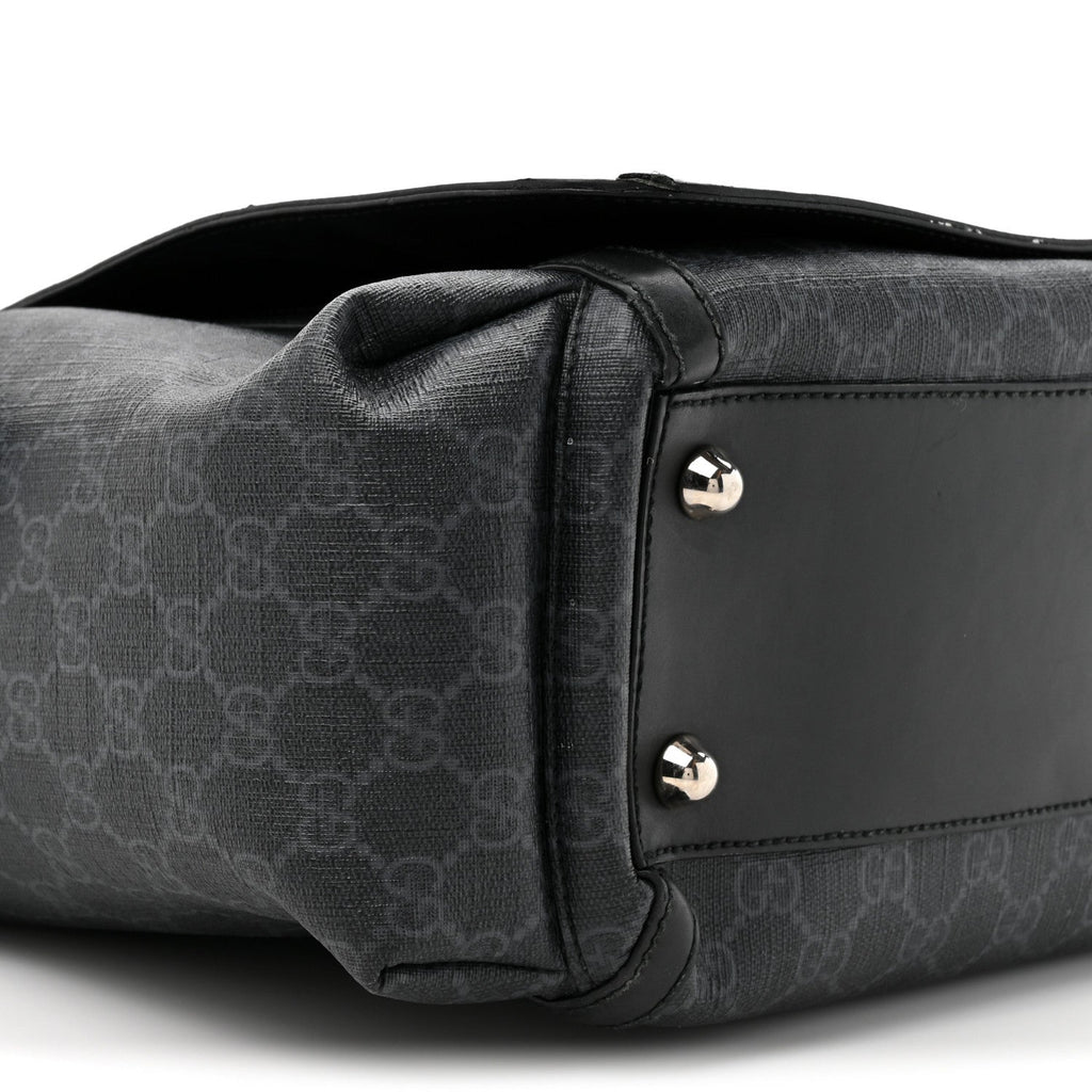 GG Supreme Monogram Web Messenger Diaper Bag Black Grey