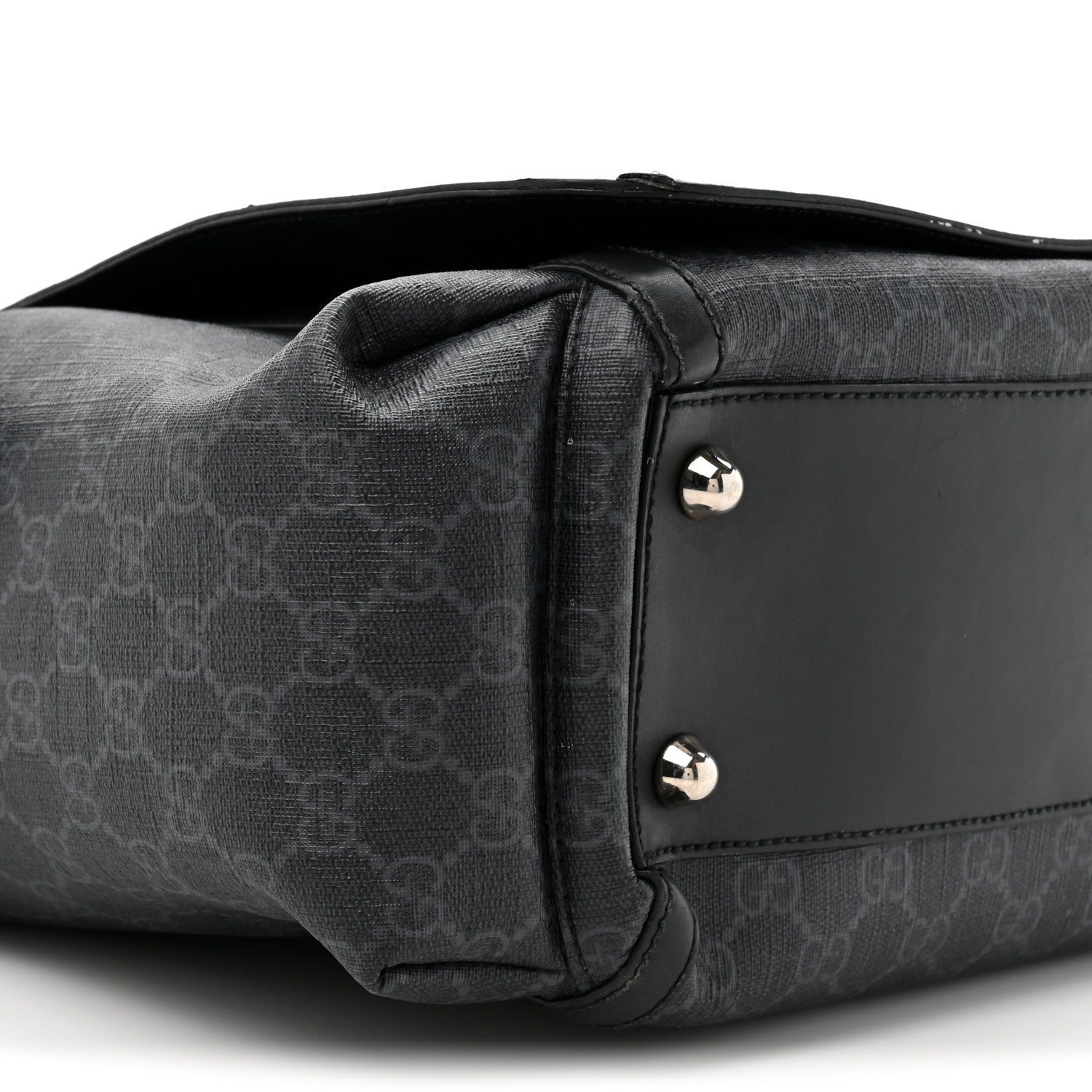 GG Supreme Monogram Web Messenger Diaper Bag Black Grey