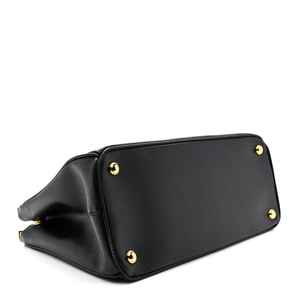 Saffiano Small Galleria Double Zip Tote Black