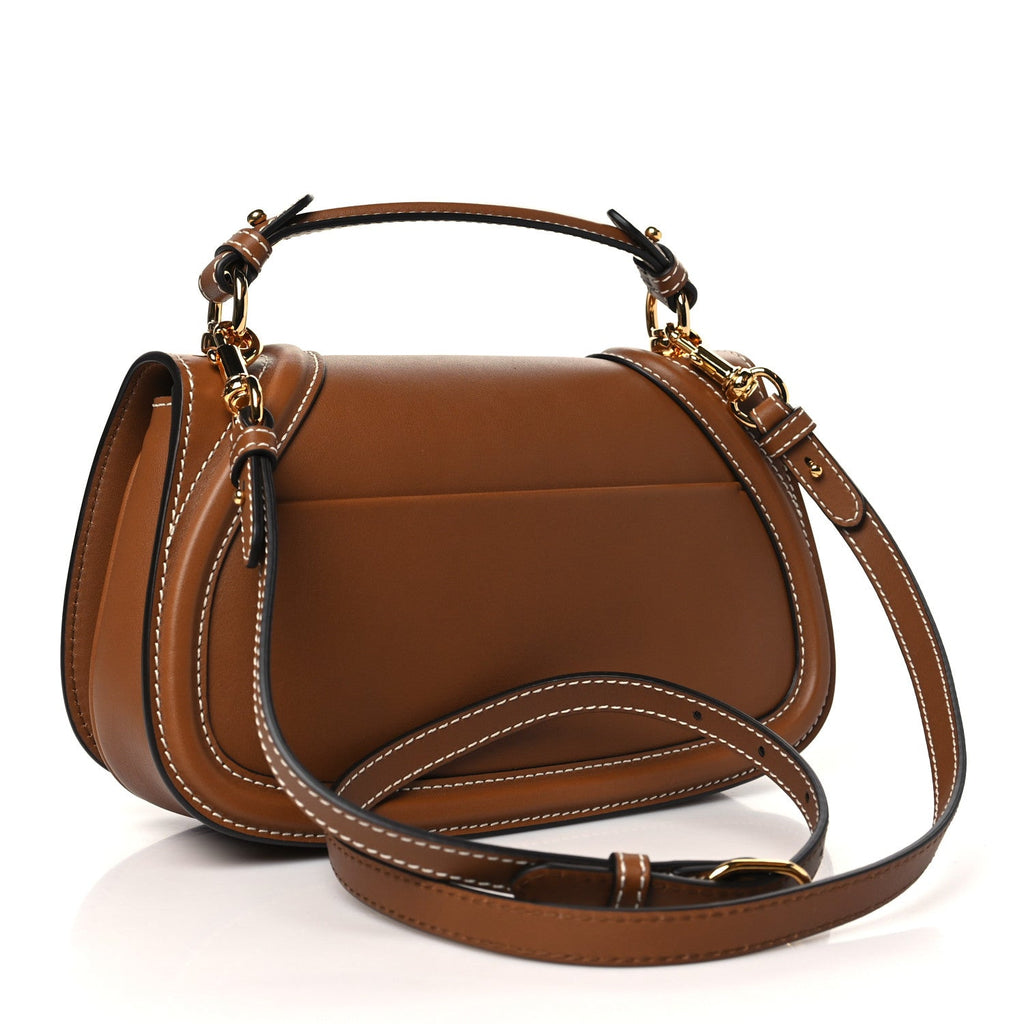Roxy Calfskin Medium Blondie Top Handle Bag Brown