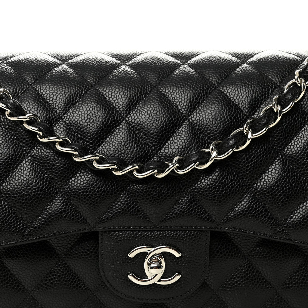 Caviar Quilted Jumbo Double Flap Black