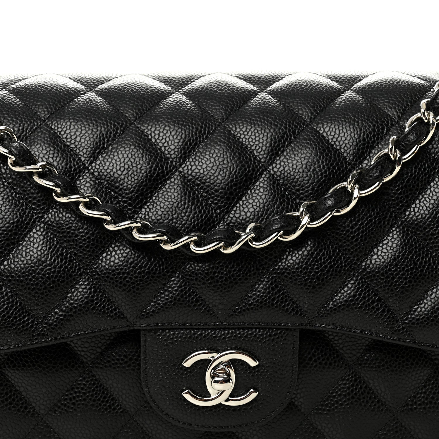 Caviar Quilted Jumbo Double Flap Black