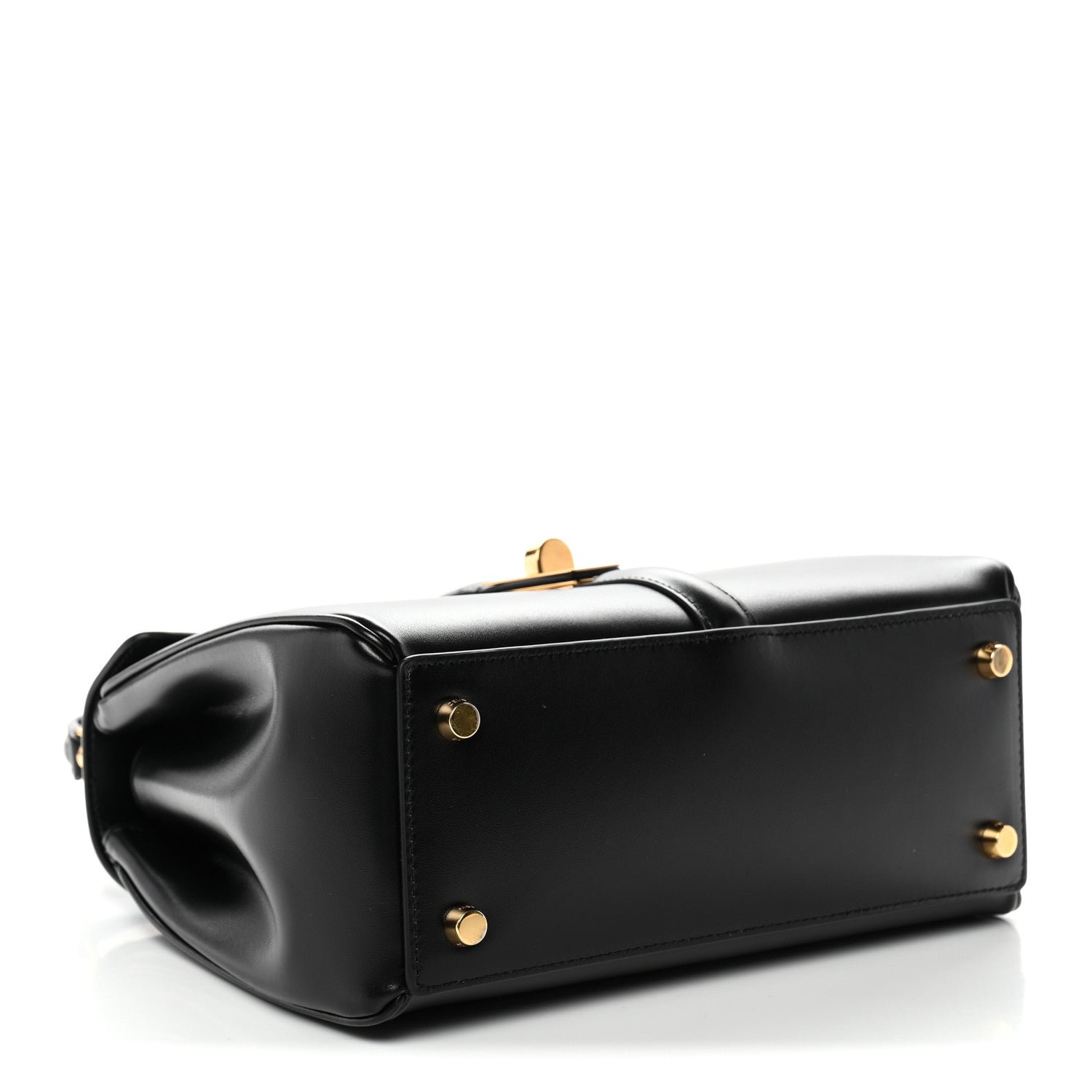Satinated Calfskin Small 16 Top Handle Bag Black