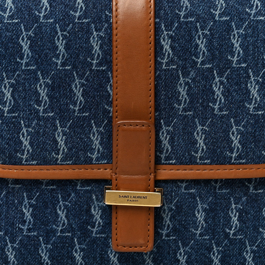 Denim All-Over Monogram Small Le Monogramme Satchel Navy Blue