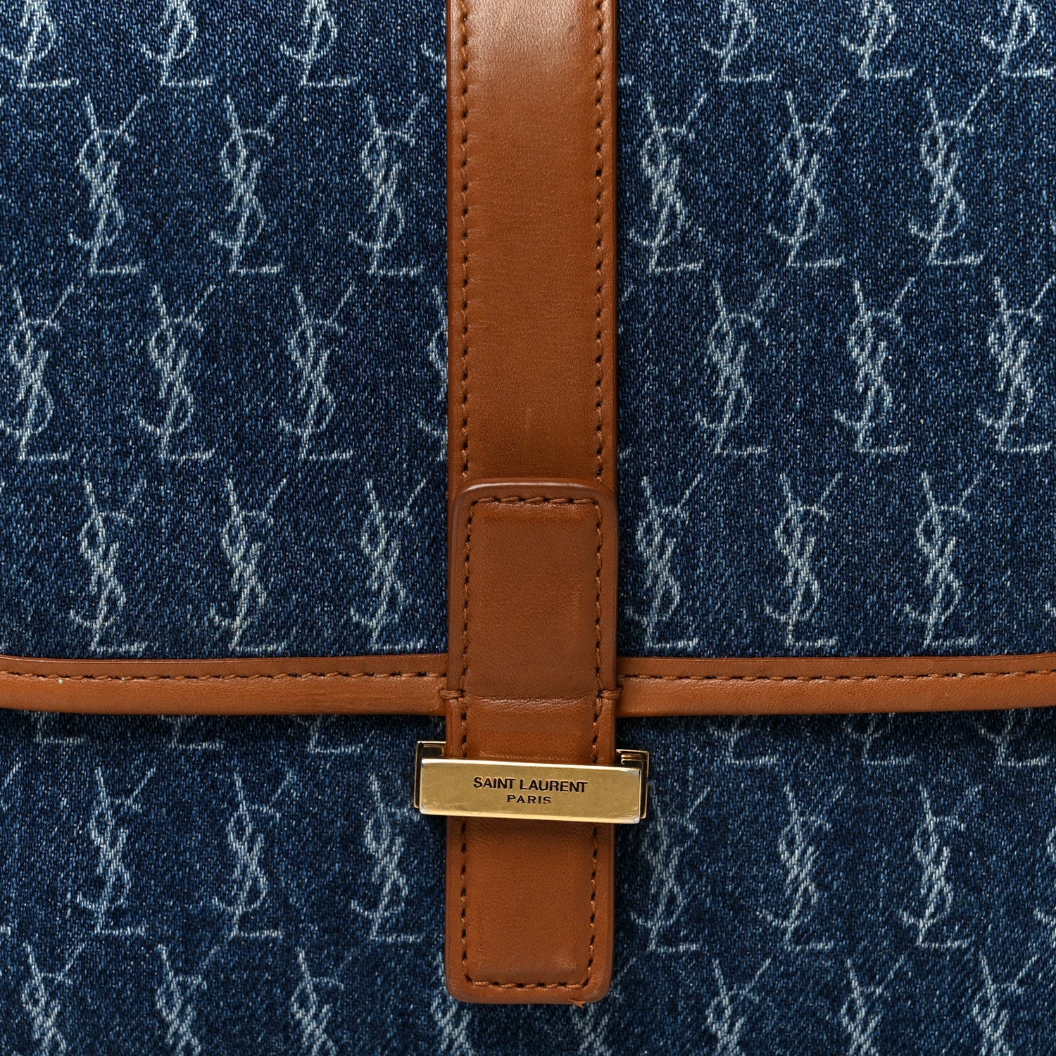 Denim All-Over Monogram Small Le Monogramme Satchel Navy Blue