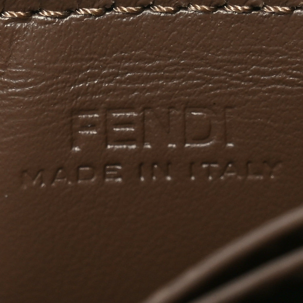 Vitello Soft F is Fendi Bi-Color FF 1974 Embossed Gusseted  Holder Maya Black