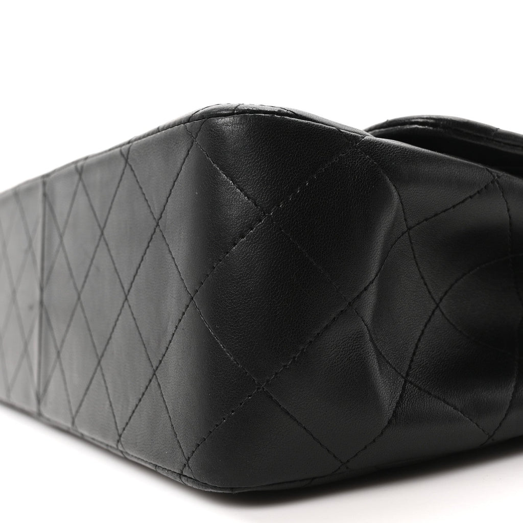 Lambskin Quilted Jumbo Double Flap Black
