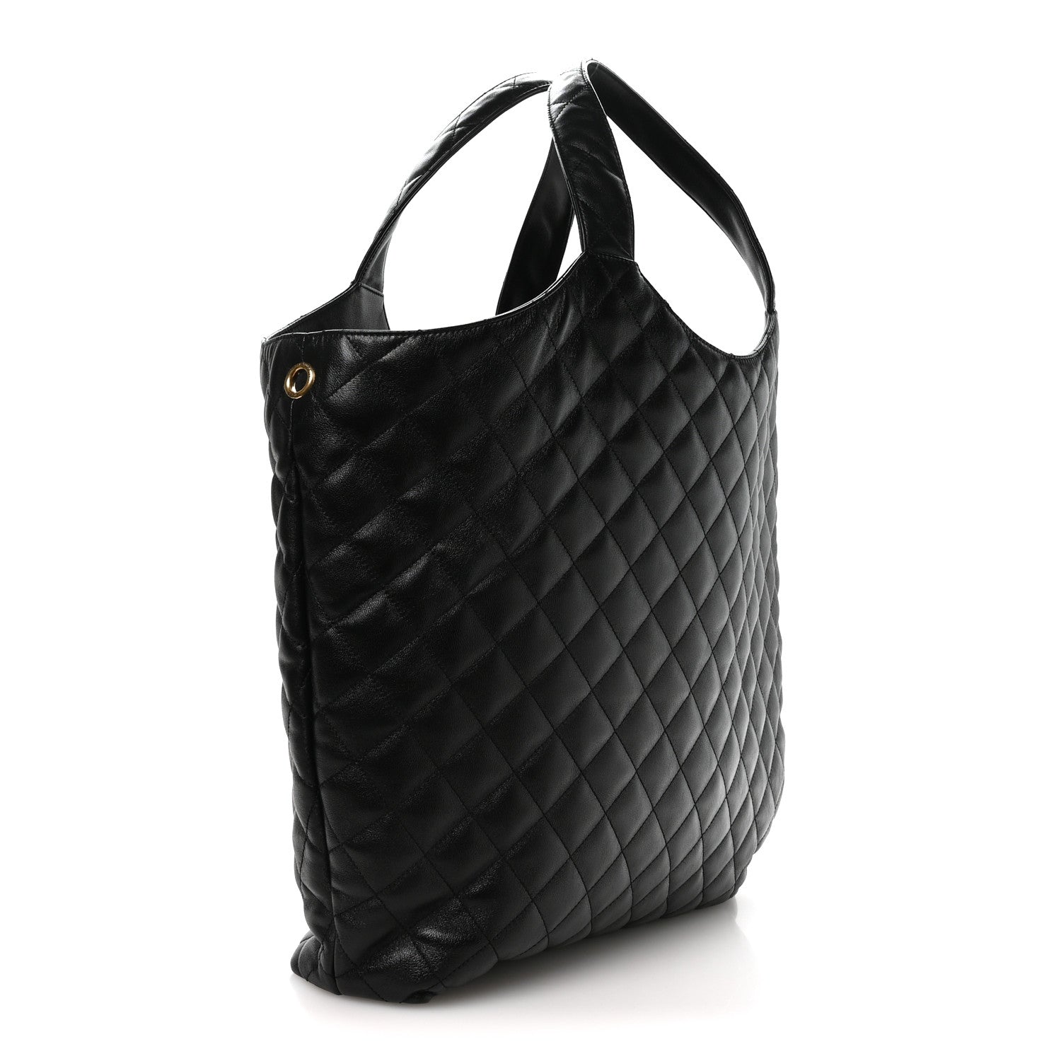 Lambskin Quilted Maxi Icare Shopping Tote Black