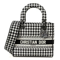 Canvas Houndstooth Embroidered Medium Lady D-Lite Black White