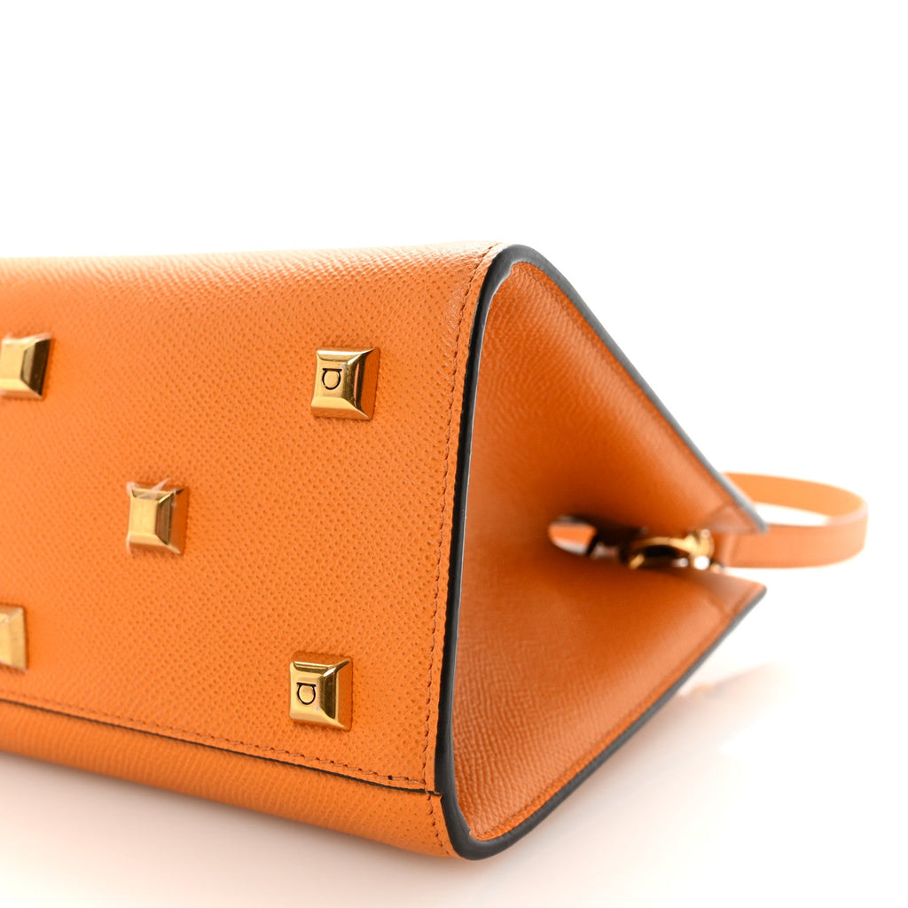 Hammered Calfskin Small The Studio Box Bag  Olivello