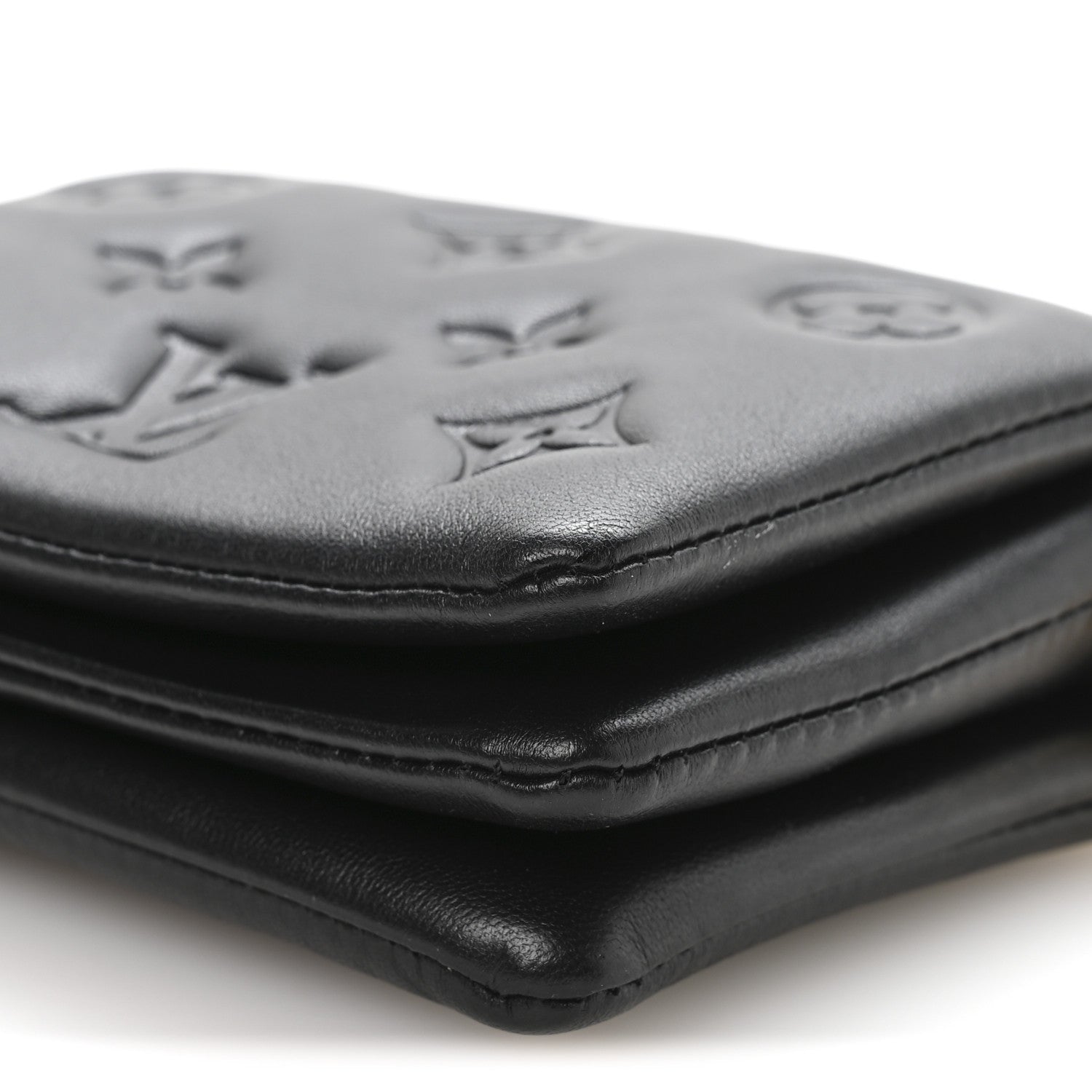 Lambskin Embossed Monogram Coussin Belt Bag Black