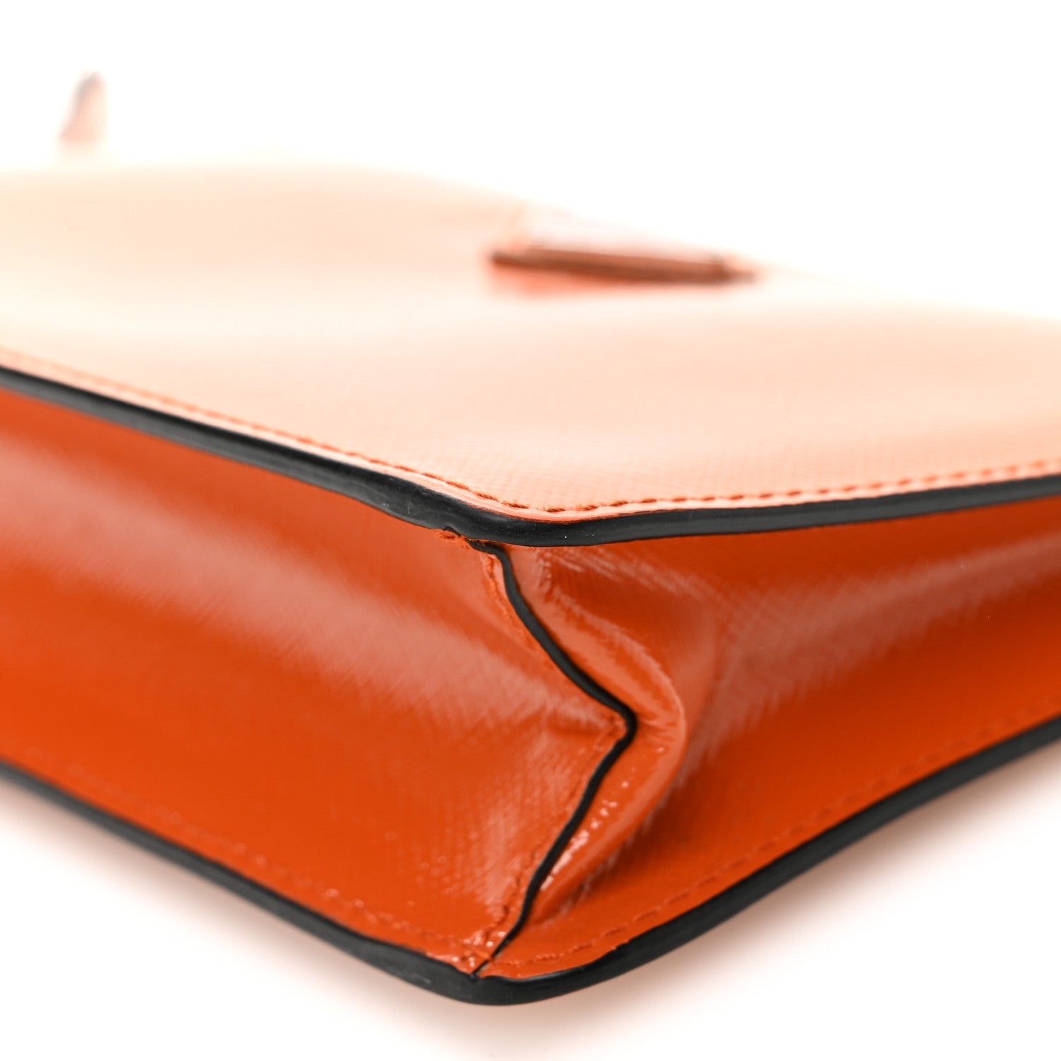 Saffiano Vernice Chain Crossbody Bag Papaya