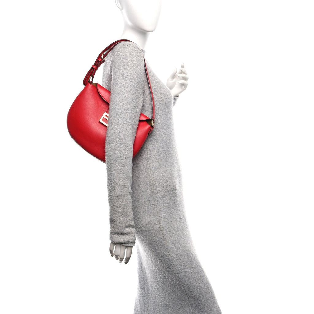 Vitello Grace Suede Small Croissant Hobo Rosso inale
