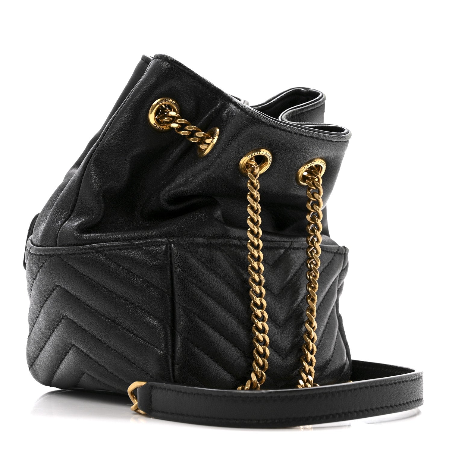 Lambskin Matelasse Monogram Joe Nano Bucket Bag Black