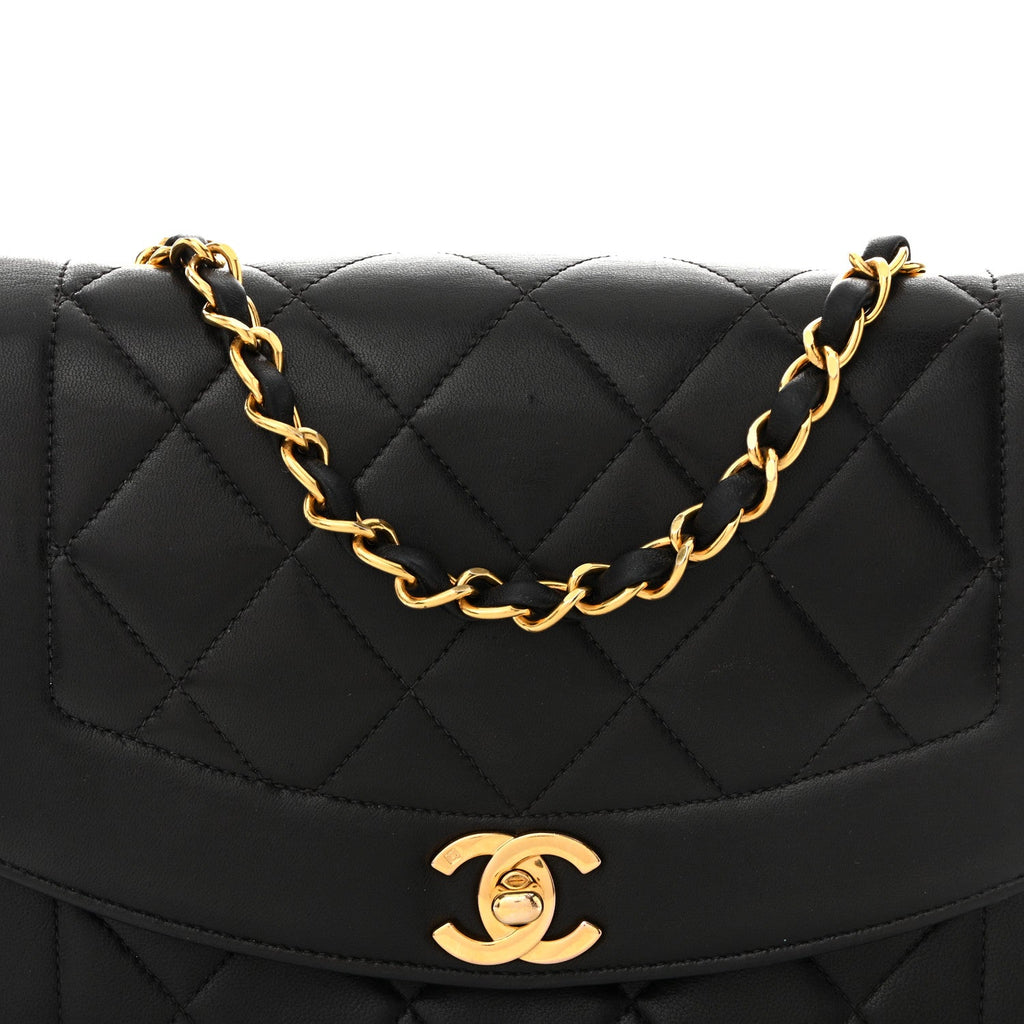 Lambskin Quilted Small Single Flap Black