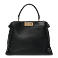 Vitello Seta Lace Up Medium Peekaboo Iconic Satchel Black