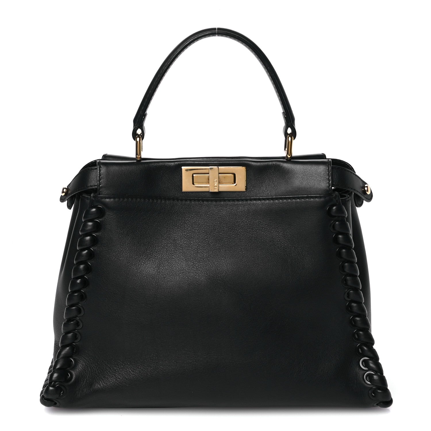 Vitello Seta Lace Up Medium Peekaboo Iconic Satchel Black