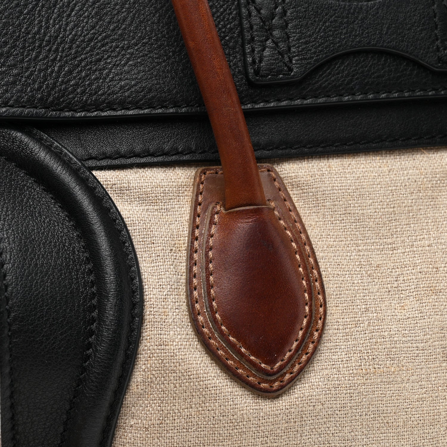 Canvas Smooth Calfskin Micro Tri-Color Luggage Natural Black Tan