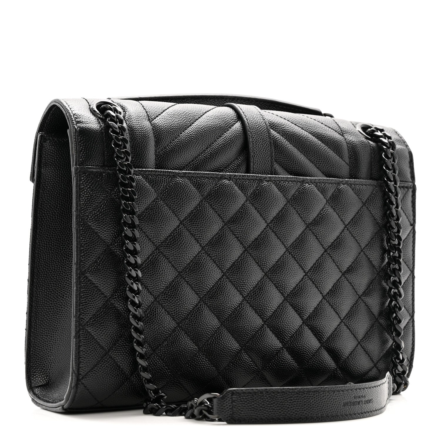 Grain De Poudre Textured Mixed Matelasse Triquilt Medium Monogram Monochrome Satchel Black