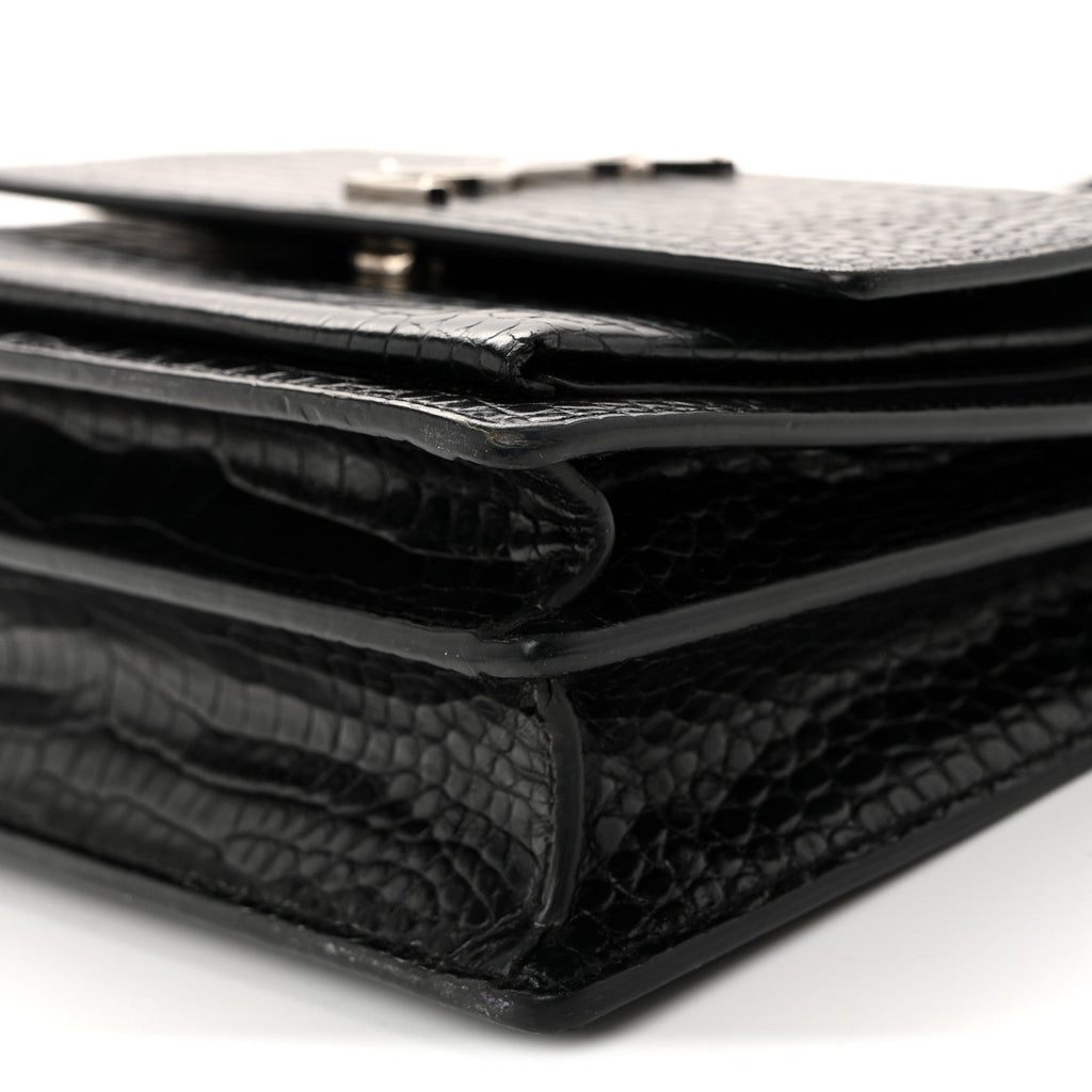 Calfskin Crocodile Embossed Medium Monogram Sunset Black