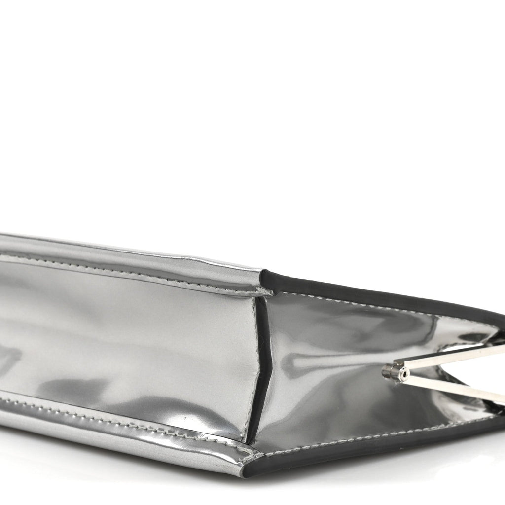 Metallic Calfskin Clutch Silver