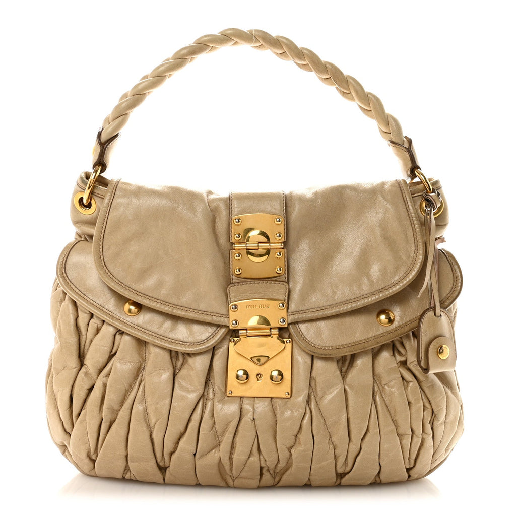 Nappa Matelasse Coffer Hobo Beige
